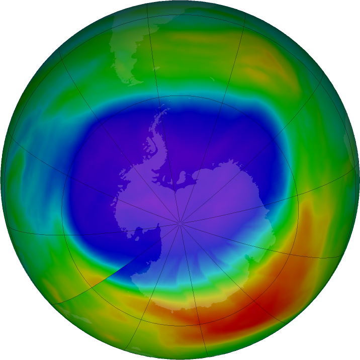 Antarctic ozone map for 26 September 2023